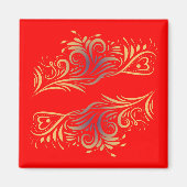 Goldener Glitzer Wirbel Doodle Elemente Romantisch Magnet (Vorne)