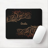 Goldener Glitzer Wirbel Doodle Elemente Romantisch Mousepad (Mit Mouse)