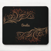 Goldener Glitzer Wirbel Doodle Elemente Romantisch Mousepad (Vorne)