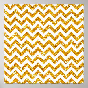 Goldener Glitzer Zickzack Muster Poster