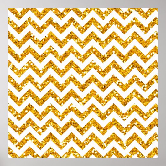 Goldener Glitzer Zickzack Muster Poster (Vorne)