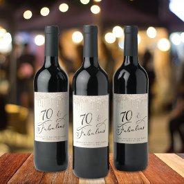 Goldener Glitzer zum 70. Geburtstag Weinetikett