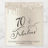 Goldener Glitzer zum 70. Geburtstag Weinetikett (Einzelnes Label)