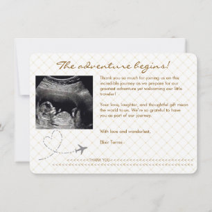 Goldener Globus Reisepass Baby Shower Dankeskarte