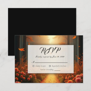 Goldener Glut Herbst Waldspaziergang RSVP Karte