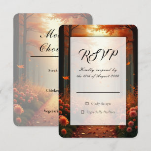Goldener Glut Herbstwald Spaziergang RSVP Karte