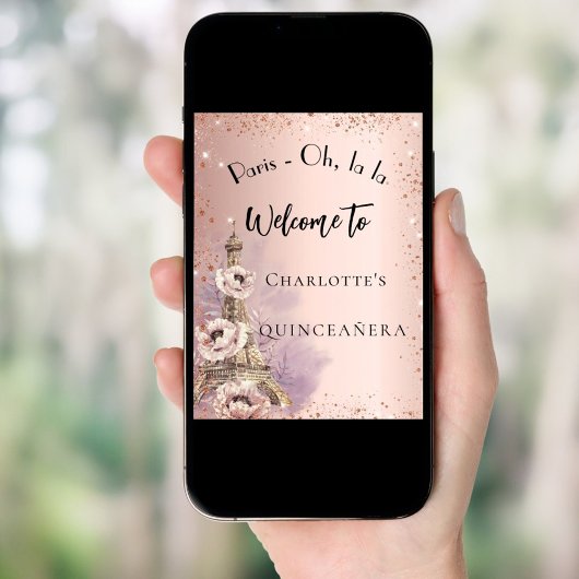 Goldener Goldgruß im Eiffelturm von Quinceanera Pa Poster