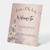 Goldener Goldgruß im Eiffelturm von Quinceanera Pa Sockelschild (Vorderseite)