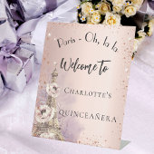 Goldener Goldgruß im Eiffelturm von Quinceanera Pa Sockelschild