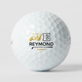 Goldener Golfwagen - Fette E Initialen Markierung Golfball (Vorderseite)