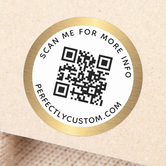 Goldener Gradientengrenzscan QR-Code und Text Runder Aufkleber