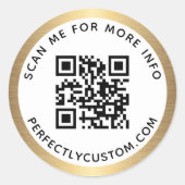 Goldener Gradientengrenzscan QR-Code und Text Runder Aufkleber (Vorderseite)