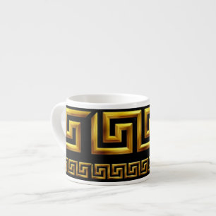 Goldener griechischer Mäander-Schlüssel des Lebens Espressotasse