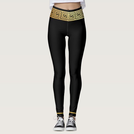 Goldener griechischer Schlüssel Leggings (Vorderseite)