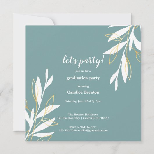 Goldener grüner Abschluss Einladung