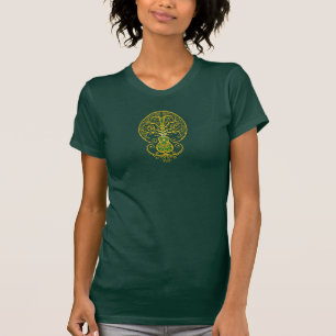 Goldener grüner Gitarren-Baum des Lebens T-Shirt