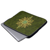 Goldener grüner Om-Stern Laptopschutzhülle (Vorne Knopf)