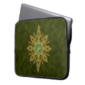 Goldener grüner Om-Stern Laptopschutzhülle (Vorderseite Links)