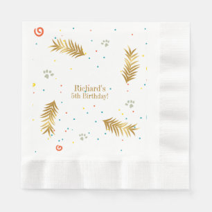 Goldener grüner Welpen-Hunde-Kindergeburtstag Serviette