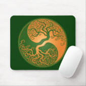 Goldener grüner Yin Yang Baum Mousepad (Mit Mouse)