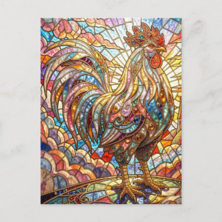Goldener Hahn des Lichts, der Mosaik kräht  Postkarte