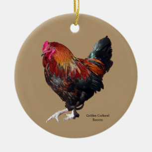 Goldener Hahn-Hahn Ausschnitt-Ornament Keramik Ornament