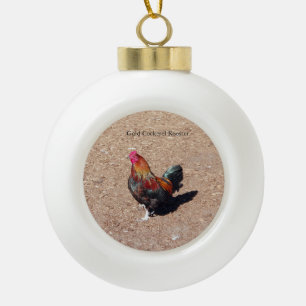Goldener Hahn-Hahn-Ornament Keramik Kugel-Ornament