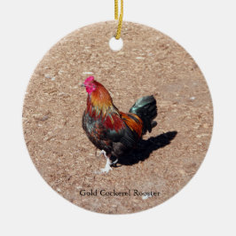 Goldener Hahn-Hahn-Schmuck Keramik Ornament