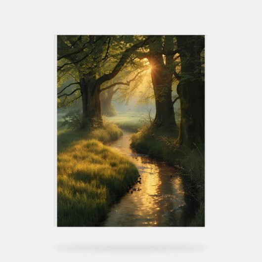 Goldener Hain Sonnenaufgang - ruhige Sonnenstrahle Acrylschild (Vorderseite)