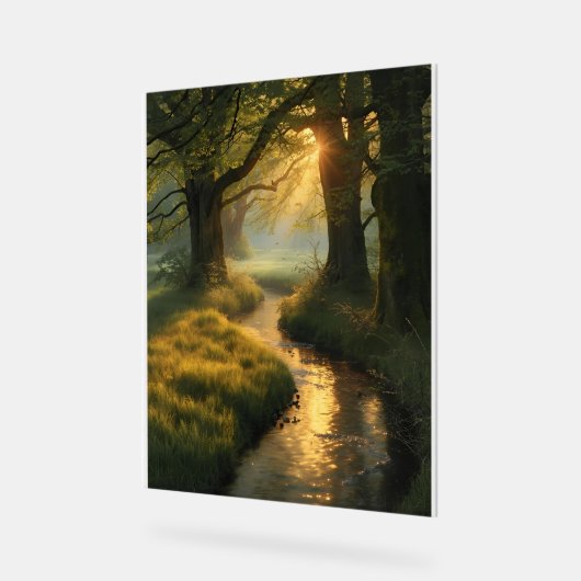 Goldener Hain Sonnenaufgang - ruhige Sonnenstrahle Acrylschild (Winkel)