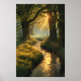 Goldener Hain Sonnenaufgang - ruhige Sonnenstrahle Poster