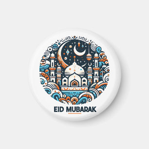 Goldener Halbmond & Laterne Eid Mubarak Islamisch Magnet