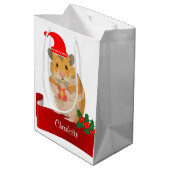 Goldener Hamster personalisiert Mittlere Geschenktüte (Rückseite Schrägansicht)