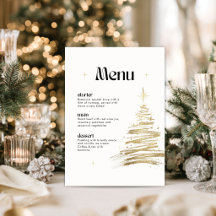 Goldener handgezeichneter Weihnachtsbaum-Menükarte