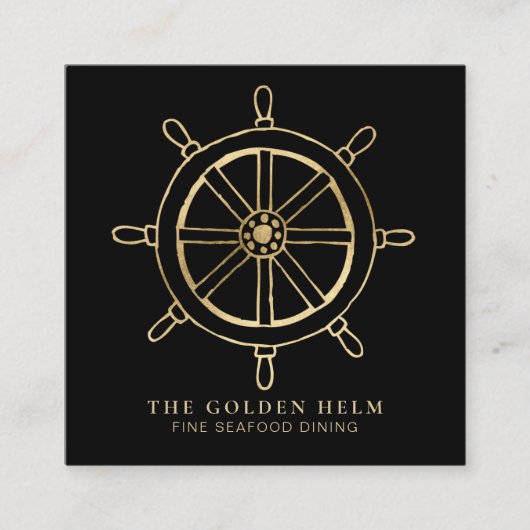 *~* goldener Helm-feines Speisen durch das Quadratische Visitenkarte (Vorderseite)
