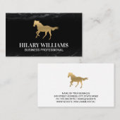 Goldener Hengst | Schwarzer Marmor Visitenkarte (Vorne/Hinten)