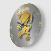 Goldener heraldischer Löwe mit Schatten-Uhr Große Wanduhr (Winkel)