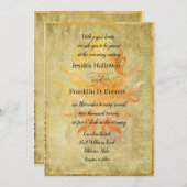 Goldener Herbst Ananas Damast mit Vintagem Leinen Einladung (Vorne/Hinten)