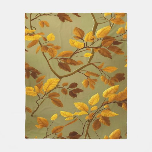 "Goldener Herbst: Ein nahtloses 3D-Leaf-Muster Fleecedecke (Vorderseite)