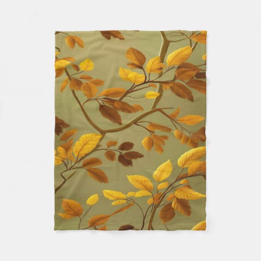 "Goldener Herbst: Ein nahtloses 3D-Leaf-Muster Fleecedecke (Vorderseite)