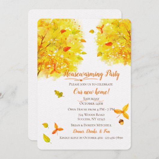 Goldener Herbst Einladung (Vorne/Hinten)