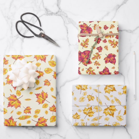 Goldener Herbst Geschenkpapier Set (Vorderseite)