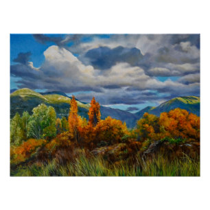 Goldener Herbst im Gebirge Poster
