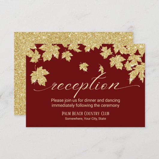 Goldener Herbst lässt Burgund Hochzeit im Herbst E Einladung (Vorne/Hinten)