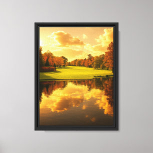 Goldener Herbst Sonnenuntergang Reflexion über die Leinwanddruck