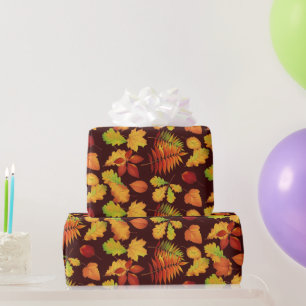 Goldener Herbstleaf - Druck auf Burgund Geschenkpapier