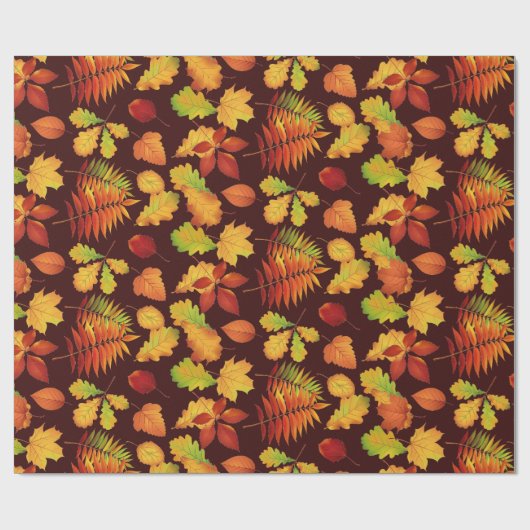 Goldener Herbstleaf - Druck auf Burgund Geschenkpapier (Flach)
