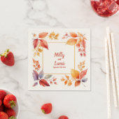 Goldener Herbstrahmen: Personalisierte Hochzeit vo Serviette (Beispiel)