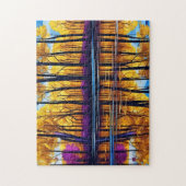 Goldener Herbstwald am See Puzzle (Vertikal)