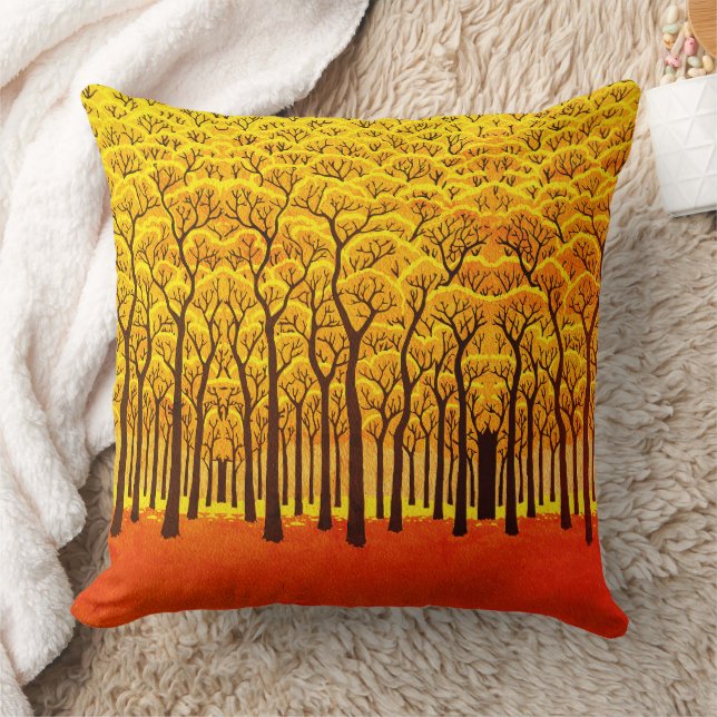 Goldener Herbstwald Kissen (Decke)